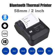 Imprimante thermique sans fil Bluetooth pour reçus de téléphone Portable, format Mini 58mm, fonctionne avec Android et iOS 