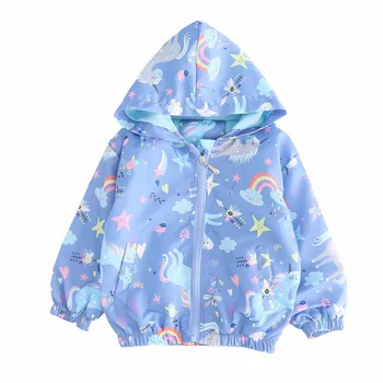

Girls Bomber Jackets Baby Girl Long Sleeve Windbreaker Unicorn Jacket Kids Cartoon Hooded Jacket Coats Children Fahion Outerwear