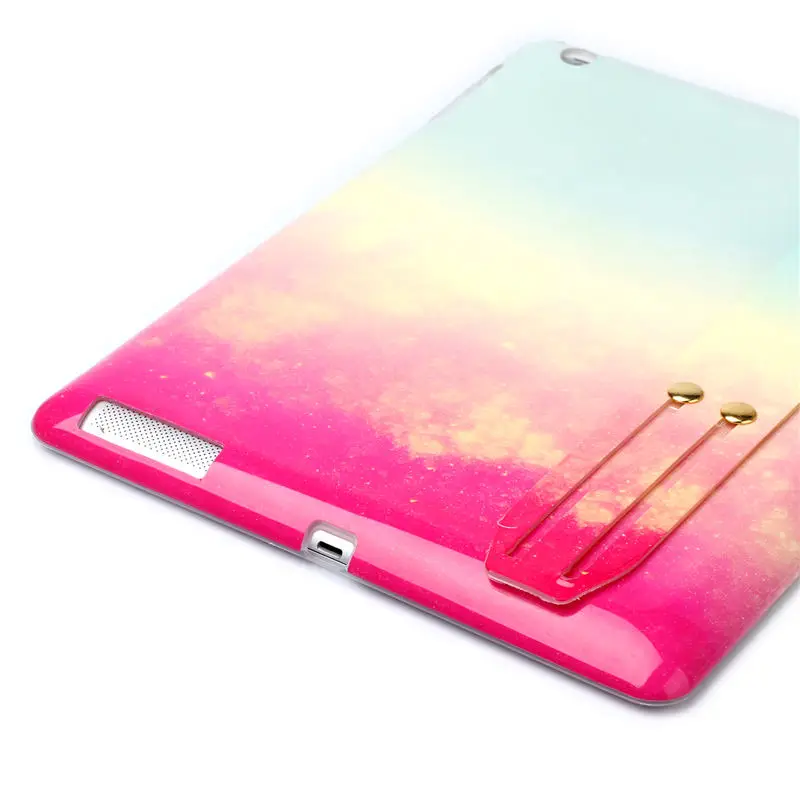 Модные яркие Цвет Мрамор чехол для Apple iPad 2/3/4 9,7 дюймов планшет браслет ручной кольцо-держатель на палец подставка Мягкий ТПУ чехол с мультипликационным рисунком