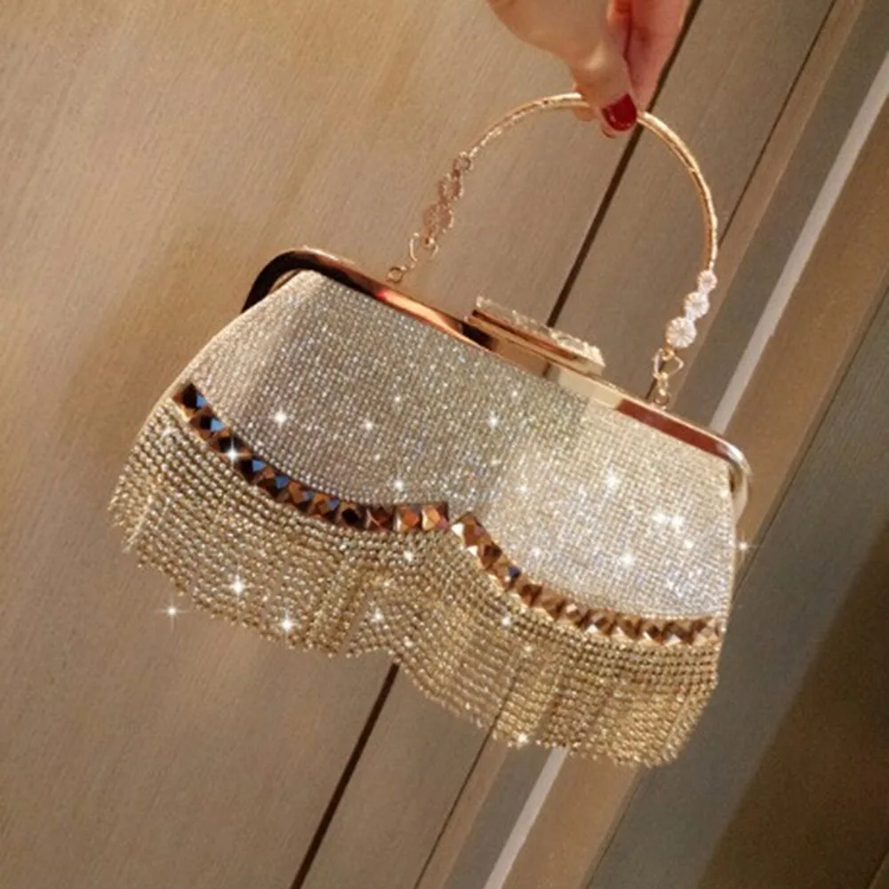Женские клатчи Роскошная сумочка для банкета и вечеринки клатч с бриллиантами
