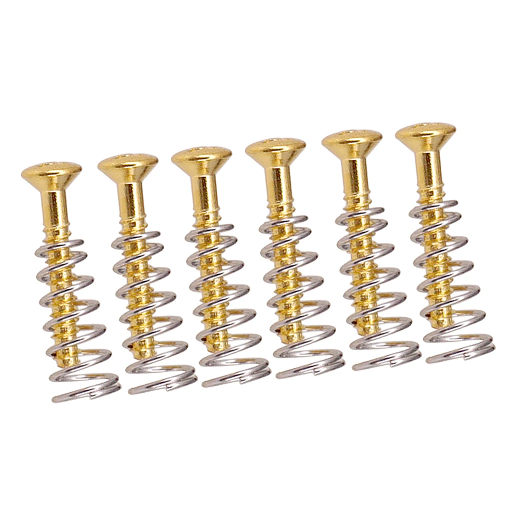 6 Pcs of Set  Pickup Flat Mounting Screws Springs Repair Replacement Parts for Guitar Lovers Gold