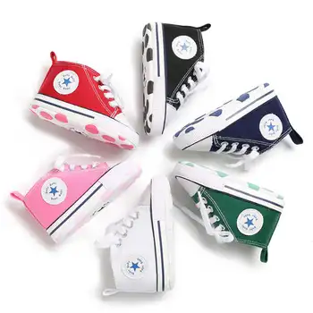 

Newborn Baby Boy Girl Shoes First Walkers Crib Shoe White Soft Anti-Slip Sole Toddler Casual Canvas Baby Infant Shoes