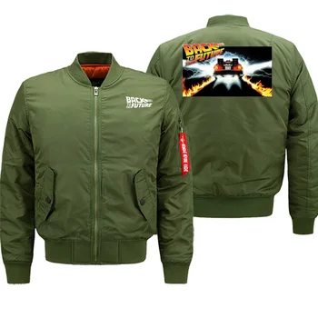 

Back To The Future Car Cartoon Winter 2019 Hot Sale Warm Cltohing Jackets Men Motorcycle Bomber Fashion Hip Hop High Quality