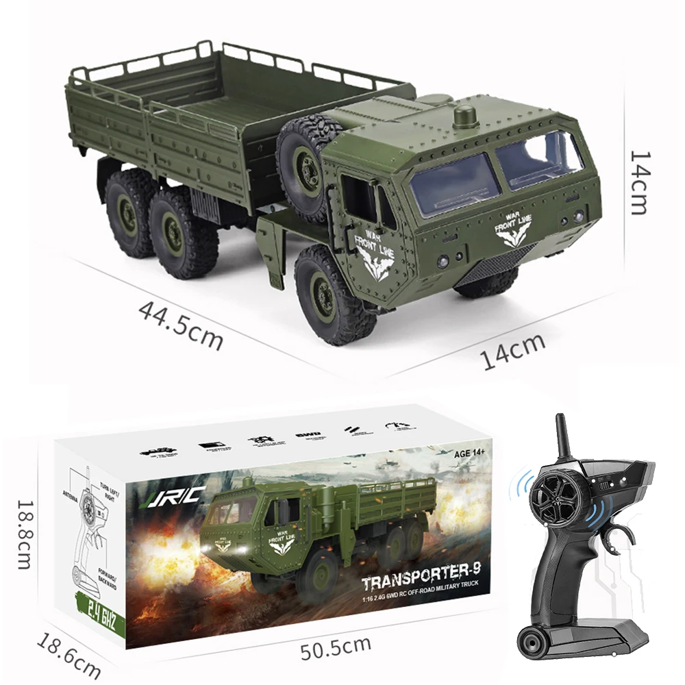 JJRC Q75 1/16 6Wd 2 4G пульт дистанционного управления военный грузовик армейские