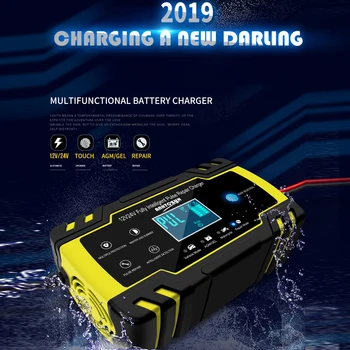 

LCD Display 12V 8A 24V 4A Full Automatic Car Battery Charger Power Pulse Repair Chargers Wet Dry Lead Acid Battery-chargers