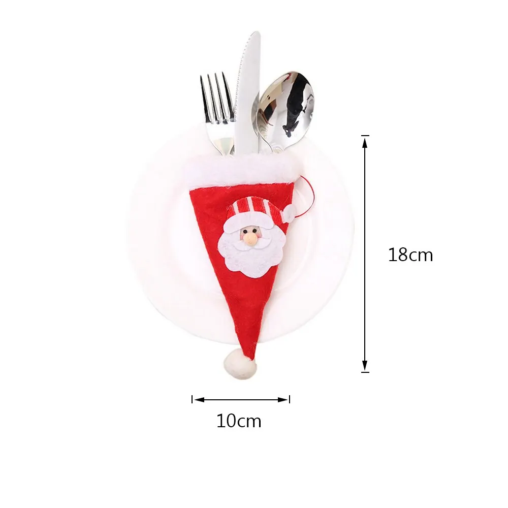 Рождественские карманные вилка, нож, столовые приборы держатель сумка Санта шляпа олень Xtmas новогодние вечерние украшения стола - Цвет: 1Pcs
