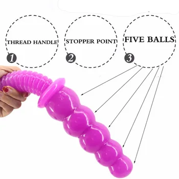 5 Ball Big Anal Bead Dildo With Screw Handle,Huge Penis Long Dick Anal Dildo Butt Plug Anal Dilator Vaginal Masturbator Sex Toys 4