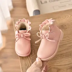 2019 новая зимняя детская модная обувь, маленькие бархатные ботинки для девочек, хлопковые ботинки с мягкой подошвой