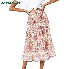 JAYCOSIN женская одежда Boho Сексуальная плиссированная юбка с высокой талией для женщин s модная эластичная юбка миди с цветочным принтом осень зима 1202