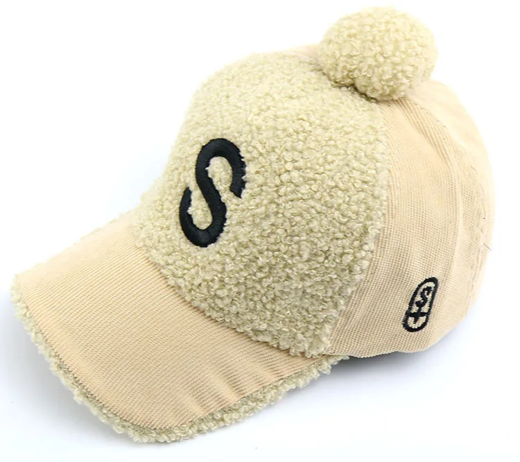 8 Baby boy girl hat ABC corduroy baseball cap autumn and winter new children's hat Korean ball pompom caps kids photography props - Цвет: 8