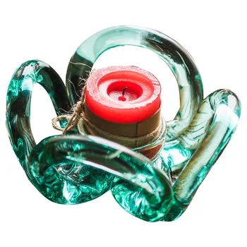 

Green Glass Desktop Art Candle Holders Romantic Fashion Candelabra Ornaments Gifts Chandelier Bougeoir Christmas Decor EC50LL
