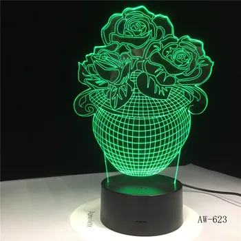 

Rose Flower Basket 3D Lampe Touch Sensor USB LED Night Lights Love Battery Operated Table Lamp Baby Nightlight For Friends 623