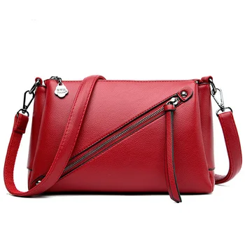 

2020 retro soft leather PU mom shoulder bag trend designer multi zipper fashion messenger bag casual solid color ladies handbag