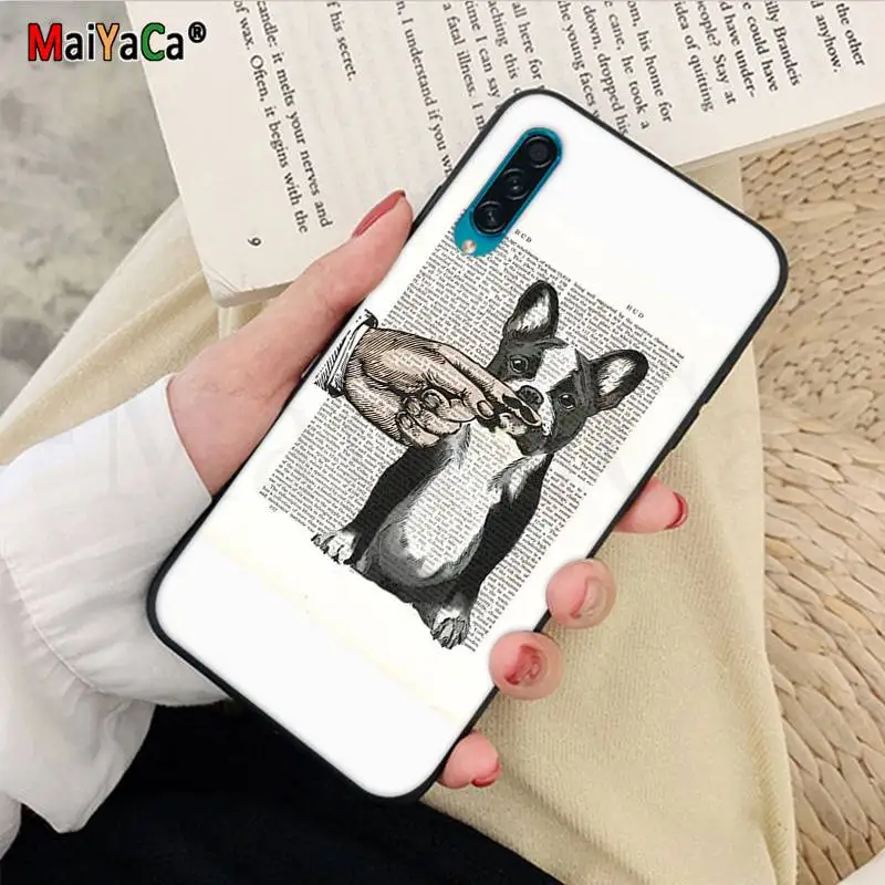 Book newspaper background Cute French Bulldog