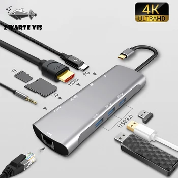 

9 in 1 Type-C to HDMI DP Rj45 dock USB C HUB converter HUB for macbook/huawei mate book/Dell XPS13/ASUS laptop docking station
