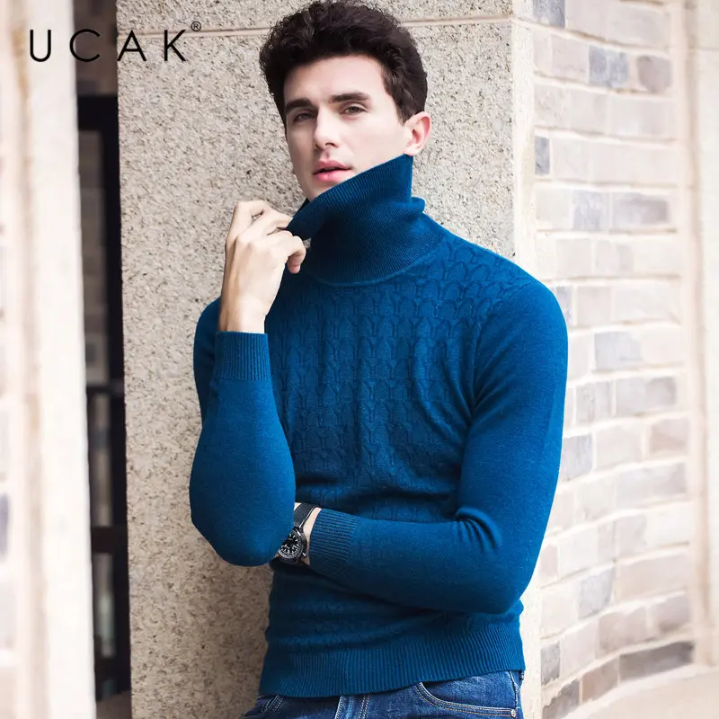 UCAK Brand 100% Merino Wool Sweater Men 2019 Autumn Winter New Arrival Fashion Turtleneck Cashmere Pull Homme Pullover Men U3058 UCAK Brand 100% Merino Wool Sweater Men 2019 Autumn Winter New Arrival Fashion Turtleneck Cashmere Pull Homme Pullover Men U3058