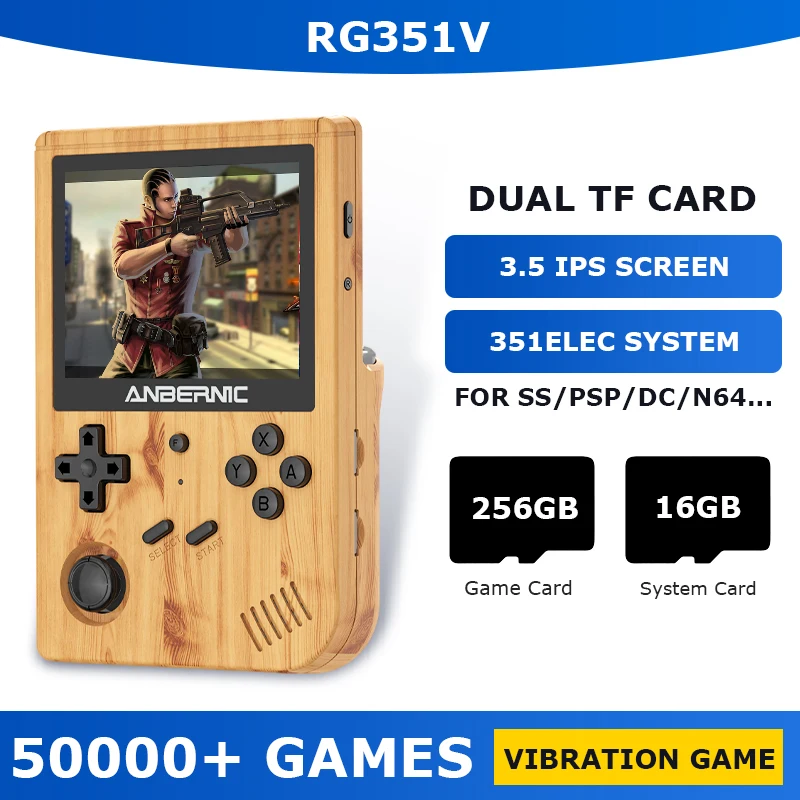 New RG351V Retro Handheld Game Console Uses The 351 EIEC System Suitable For PS1/PSP/N64 Emulators Built-in 50000+ Classic Games