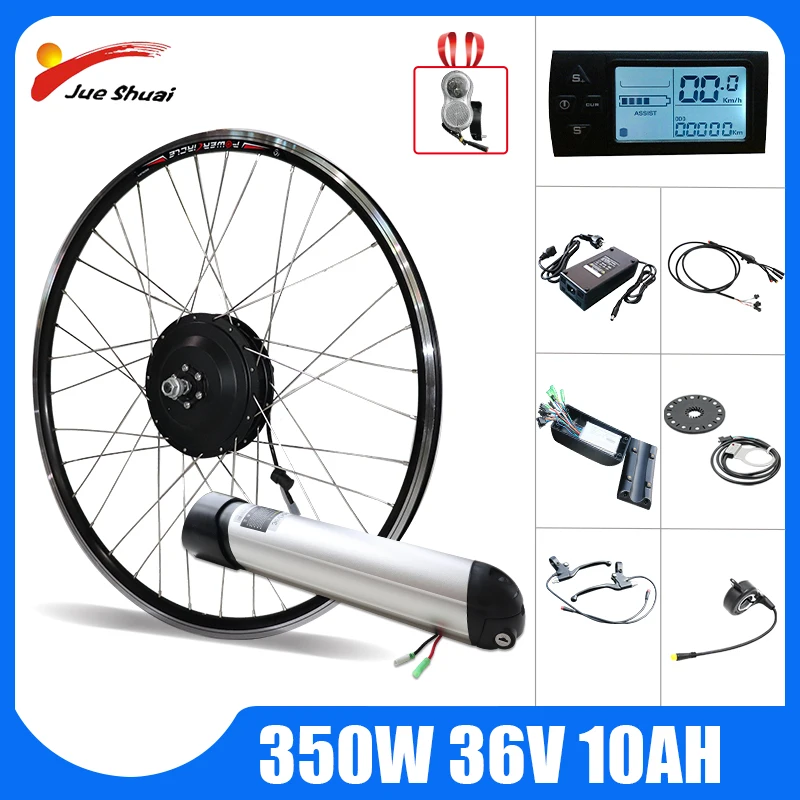 36V 350W Electric Bike Conversion Kit with Battery Electric Bicycle Kit Front & Rear Motor Wheel