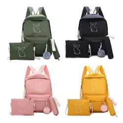 3 шт., холщовый рюкзак для девочек, сумка на плечо, пенал, школьный портфель для подростков, комплект