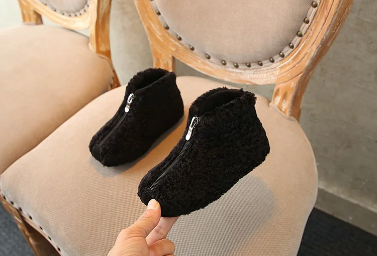 Claladoudou, 13,5-15,5 см, брендовые милые зимние сапоги с молнией спереди для девочек черные замшевые зимние сапоги принцессы для вечеринки, свадебные модельные туфли