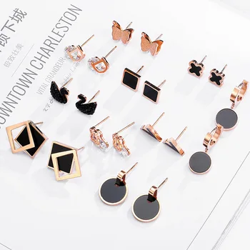 

30 Pairs/lot fashion women stainless steel earring lot jewelry wholesale top quality stainless steel jewelry earrings 201030-162