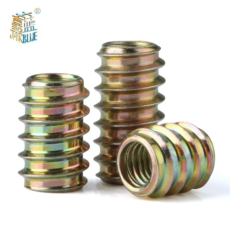 M4 M5 M6 M8 M10 Furniture Pass-through Drive Unhead Threaded Nut Color Zinc Plated Carbon Steel Wood Insert Nuts