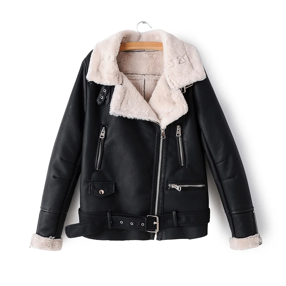 Womens biker jacket with fur Clearance