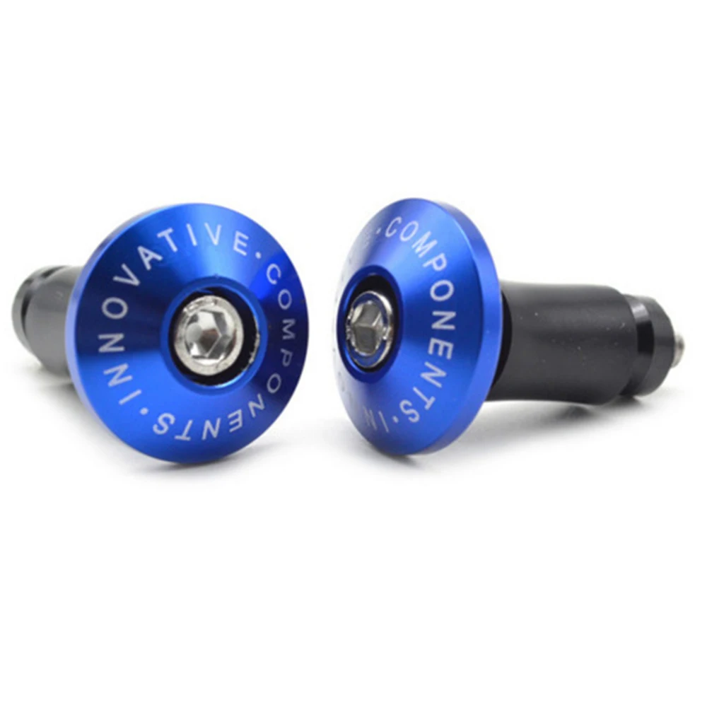 Blue 1 пара наконечников для руля MTB для шоссейного велосипеда, рукоятка, крышка из алюминиевого сплава с винтовой вставкой, сменные детали для велосипеда - Цвет: Blue