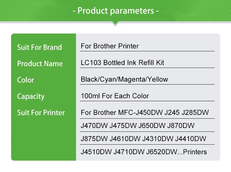 Plavetink LC103 XL набор чернил для заправки картриджа для Brother LC 103 101 105 107 109 MFC J285DW J470DW J475DW J650DW+ 400 мл чернила для принтера