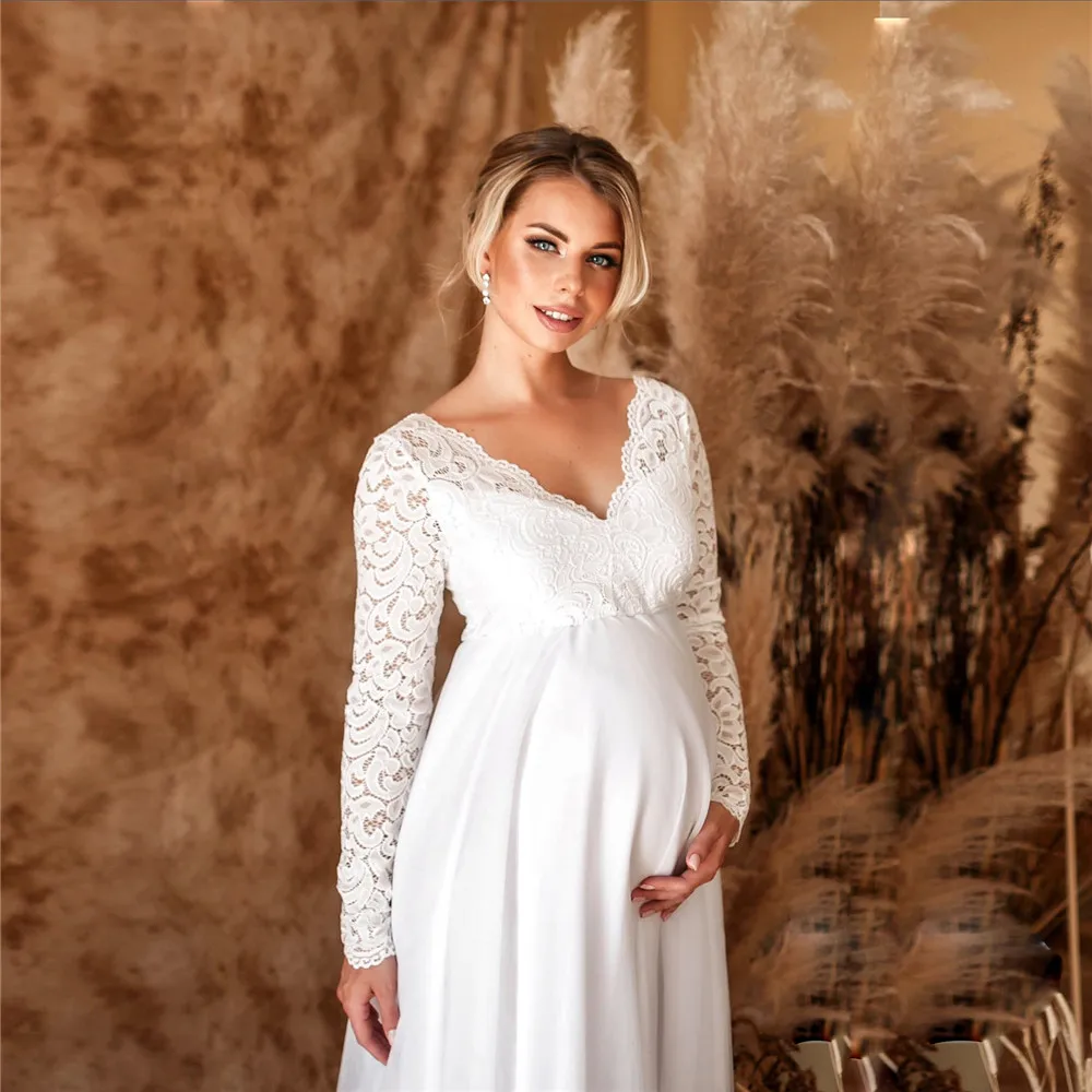 laço branco vestidos de maternidade para chuveiro do bebê sexy gravidez foto shoot maxi vestido de festa casamento fotografia adereços