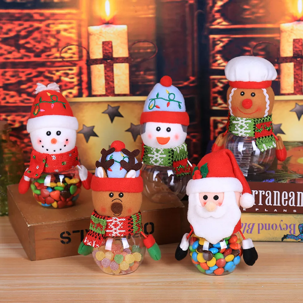 

Christmas Candy Jar Christmas Decorations For Home Child Kids Storage Bottle Santa Bag Sweet Christmas Box Gift New Year
