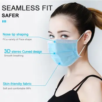 

Fast Delivery Hot Sale 3-layer Mask 50pcs Face Mouth Masks Non Woven Disposable Anti-Dust Meltblown Cloth Masks Earloops Masks