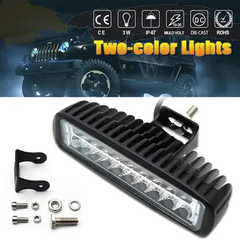 

1/2 Pcs 6 Inch LED Work Light Bar Spotlight Driving Fog Lamp Dual Color White & Amber One-line Work Light Combo Beam Light