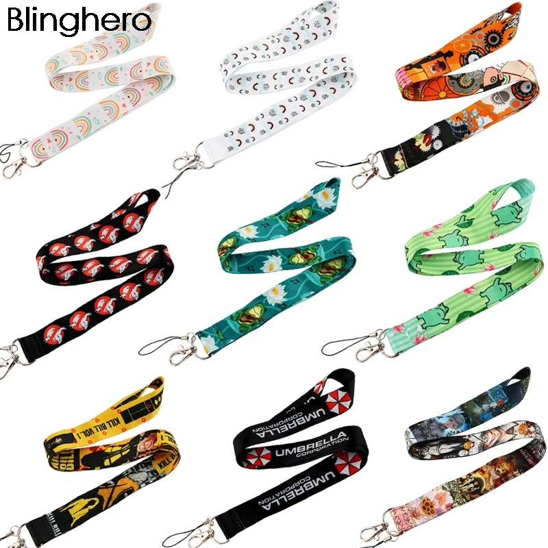 

20pcs/lot BH1392 Blinghero Cartoon Rainbow Frog Lanyard for Keys Phone Movie Neck Strap Lanyard for Camera ID Badge Cute Gifts