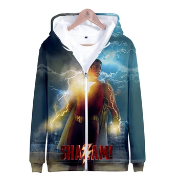 

Hot hero movie Shazam Zipper Sweatshirt Casual Hoodies New Fashion Cool Highstreet Autumn And Winter Clothes Sweatshirt