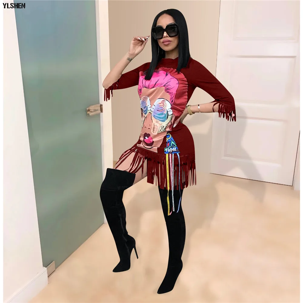 2020 Summer T Shirt Tee Dress Women V-neck Half Sleeve Cartoon Letter Print Slim Fashion Classic Above Knee Mini Dresses Outfits 05