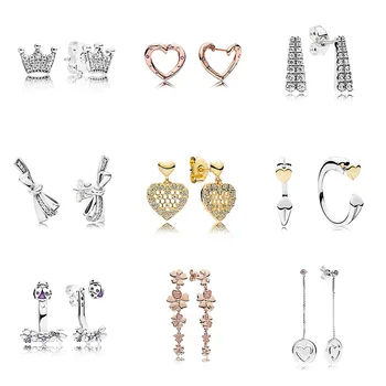 

Brilliant Bow Enchanted Crown Wildflower Meadow Earring 925 Sterling Silver Hanging Earring Studs For Women Pandora Jewelry