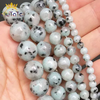 

Natural Stone Smooth Light Blue Spot Jaspers Round Loose Spacer Beads For Jewelry Making 4 6 8 10 12mm DIY Bracelet Charms 15''