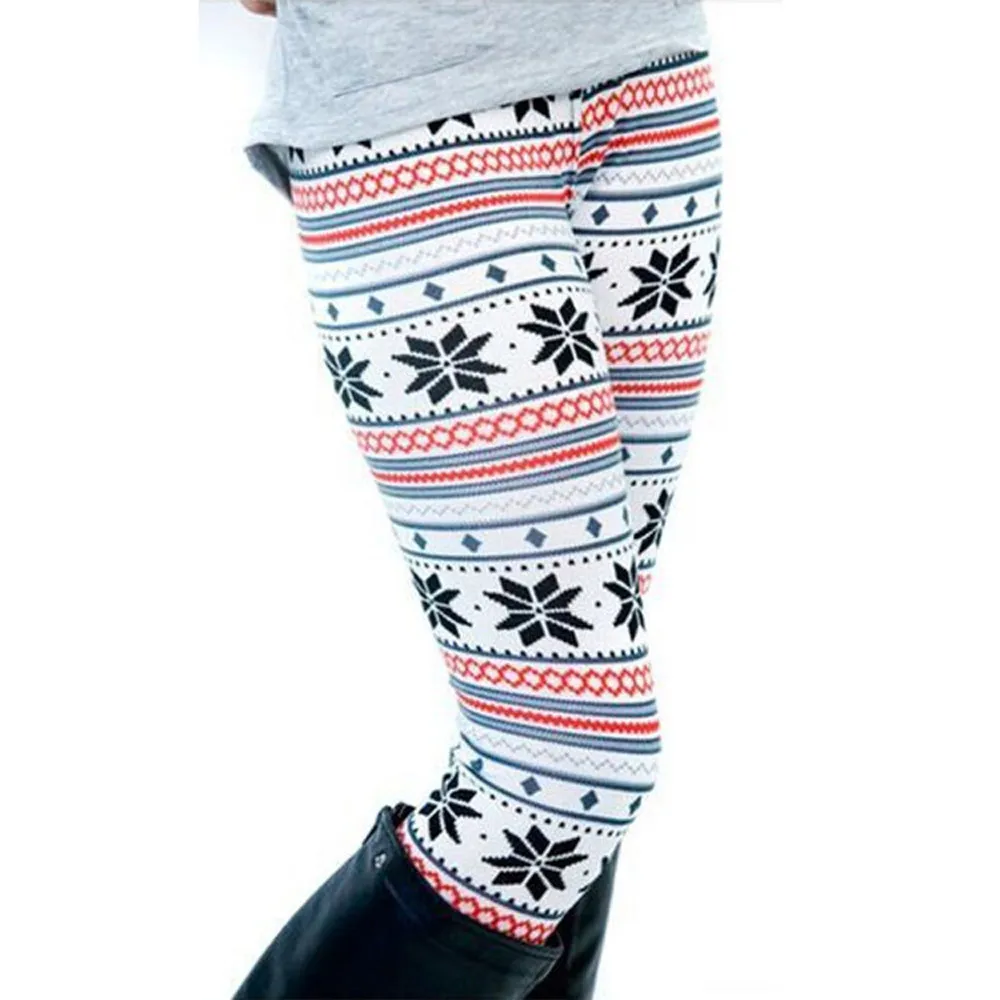 Рождественские леггинсы из полиэстера, женские леггинсы, Модные Женские Эластичные Обтягивающие эластичные штаны с принтом, леггинсы для фитнеса, femme 50