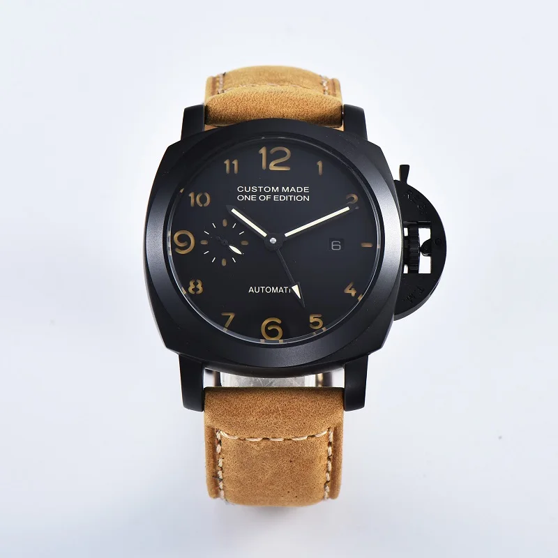 Yellow belt 2 Parnis 44 мм GMT часы для мужчин автоматические механические запас хода из нержавеющей стали светящийся водонепроницаемый кожаный ремешок Дата часы - Цвет: Yellow belt 2