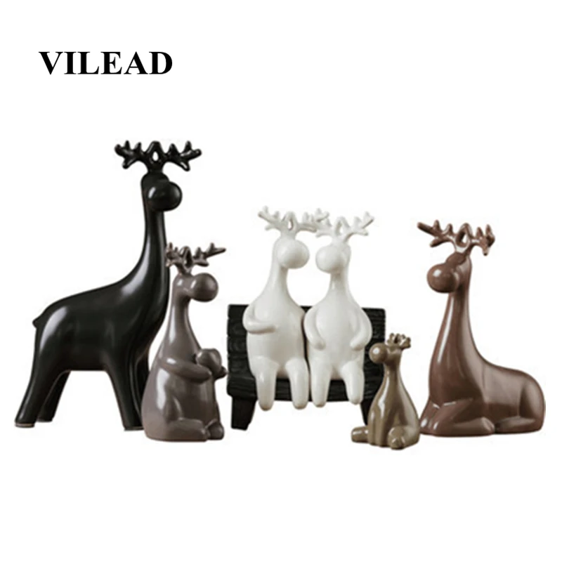 VILEAD 6 стиль керамические фигурки оленя скандинавские креативные животные орнамент Сладкие Теплые ремесла украшения дома аксессуары для гостиной