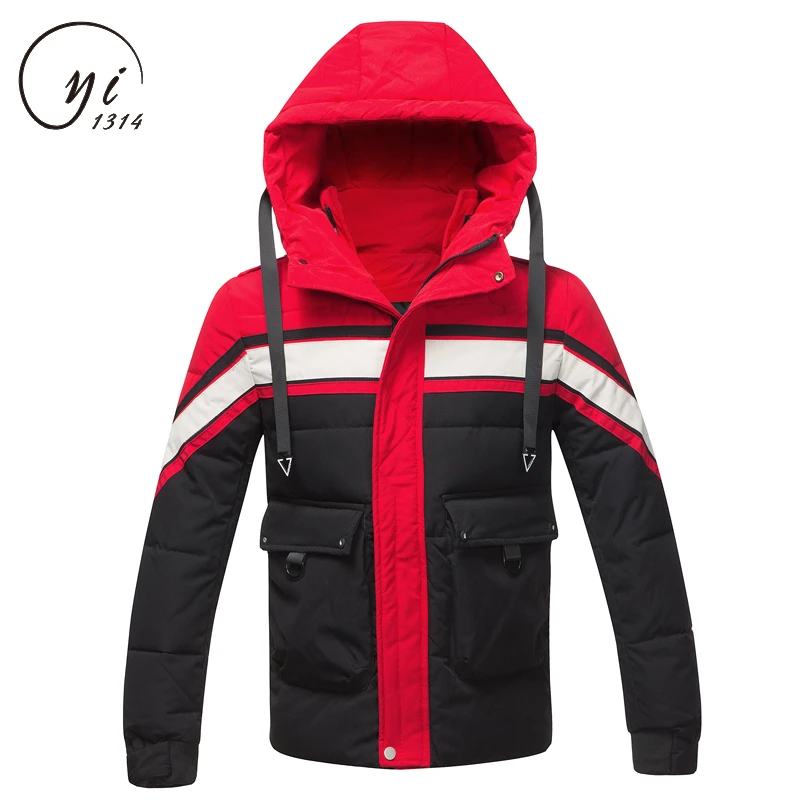 Черная зимняя парка в красную полоску Мужская Chaqueta Hombre Invierno ветрозащитная