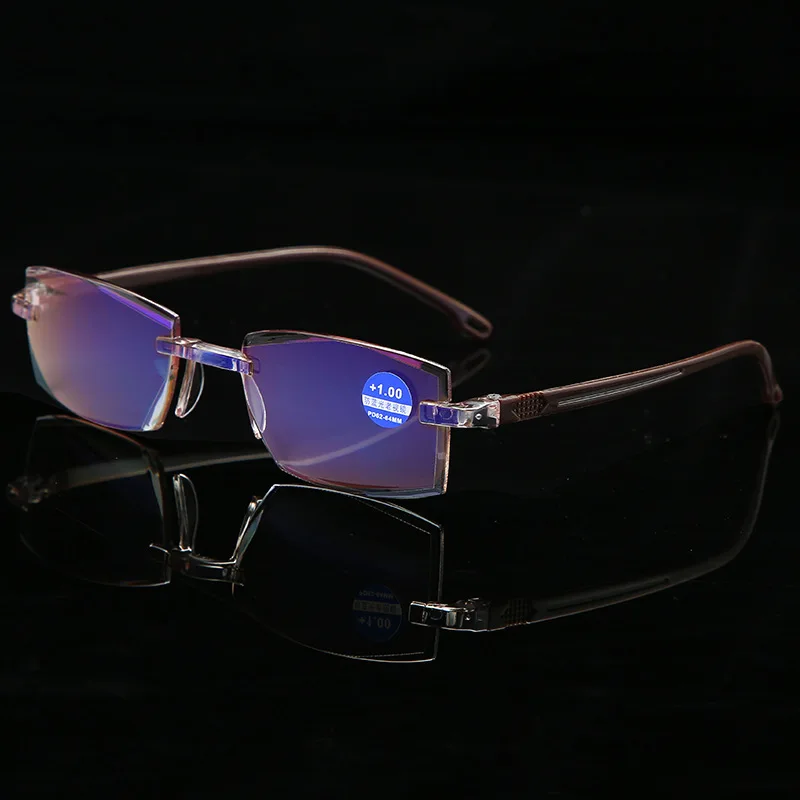 Модные ультралегкие очки для чтения без оправы для женщин и мужчин прозрачные линзы анти-Blu-Ray компьютерные очки для чтения Пресбиопии очки