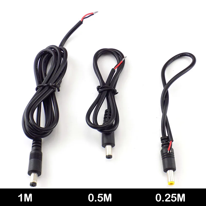 

0.25M/0.5M/1M 12V 3A DC Male Power Cable Extension CCTV Adapter 22AW DC Power Male Connector Cable Power Plug 5.5*2.1mm
