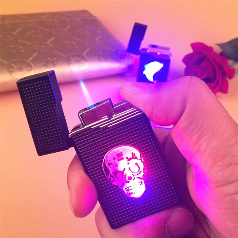 

Colorful Glow Torch Turbo Lighter Butane Gas Pipe Jet Smoke Cigarette Lighter 1300 C Cigar Windproof Outdoor Blue Fire Lighter