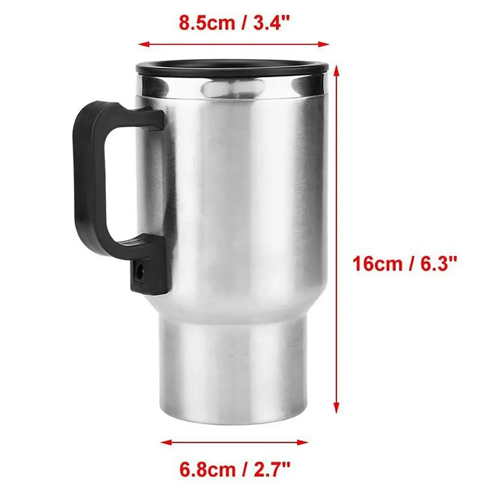 12V In-Car Thermos Thermal Heated Travel Mug Cup Plug Heater Camping Coffee Milk 