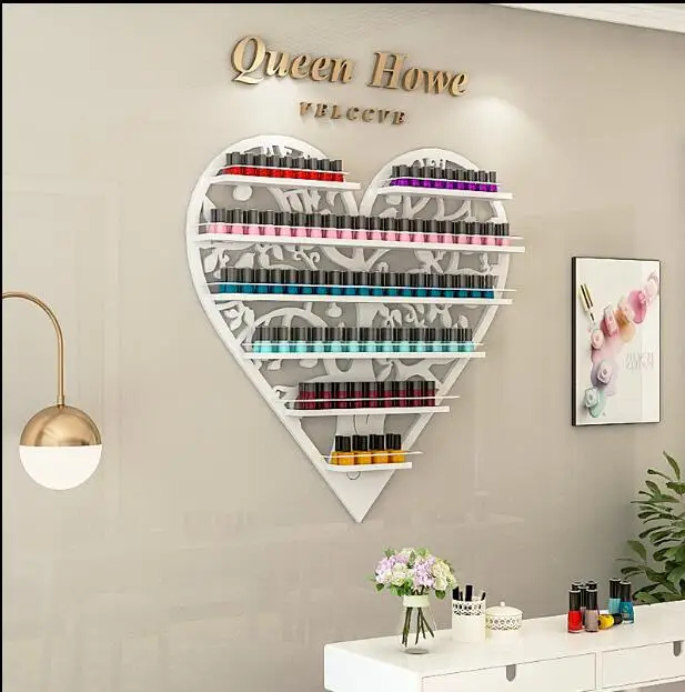 European heart-shaped display shelf iron art wall mounted manicure shop a oil glue shelf shelf