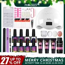 Маникюрный набор, удлиняющий строительный полигель, набор для наращивания ногтей, УФ акриловый строительный гель, 48 Вт, УФ светодиодный светильник, набор для маникюра, набор для маникюра