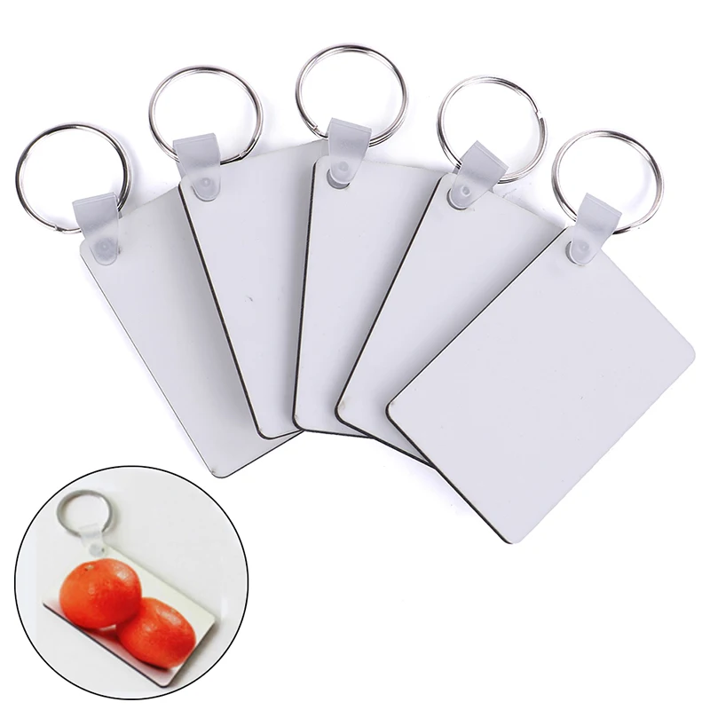 10PCS Wood Painting Key Ring Craft DIY Accessories Gift Rectangle White MDF Board Sublimation Printing Chains | Автомобили и