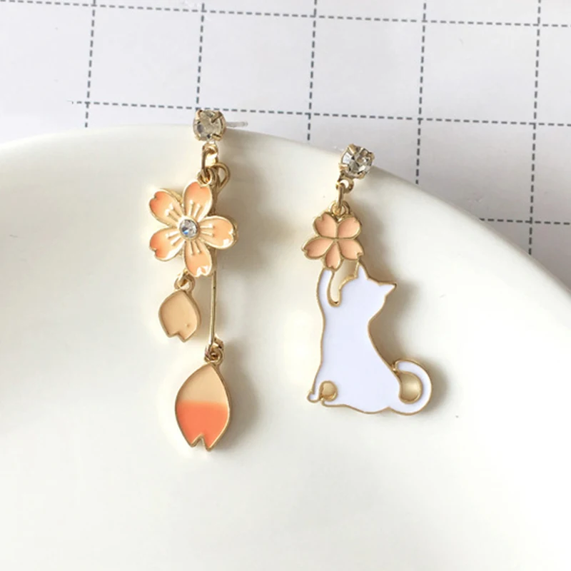 Orecchini Asimmetrici Stile Cinese, Ventaglio Pieghevole Con Fiore Di Loto, Regalo Per Donna